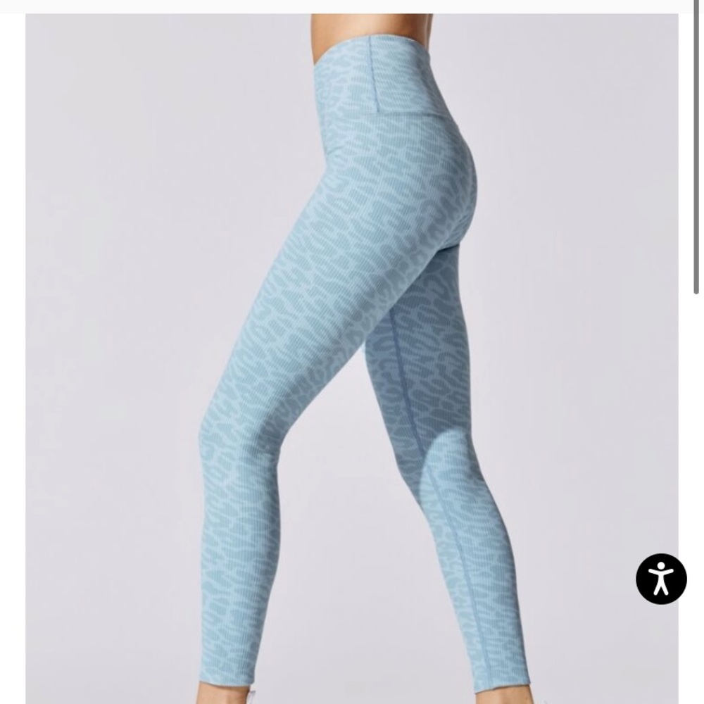 NWOT CARBON38 PRINTED RIBBED 7/8 LEGGING BLUE S